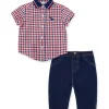 Shop All|Little Me - Baby Boy Check Infant Woven Pant Set, Blue - cutbabycare.com | baby boutique & care hub