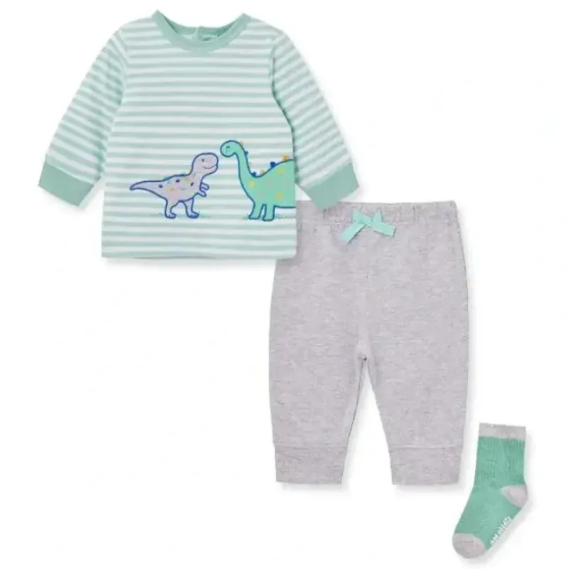 Shop All|Little Me - Baby Boy Dino Stripe Jogger Set, Grey - cutbabycare.com | baby boutique & care hub