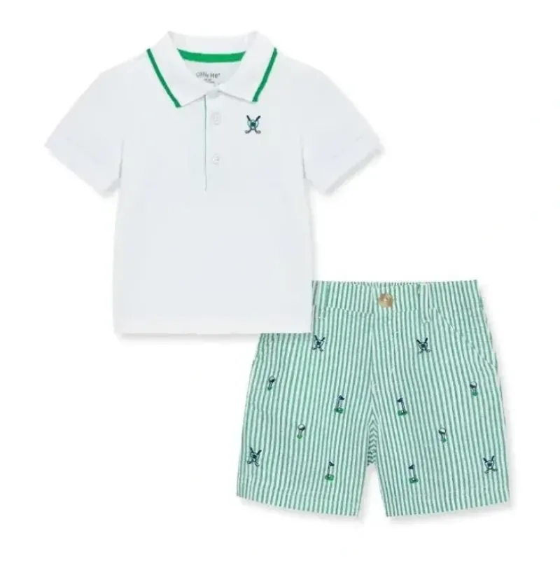 Shop All|Little Me - Baby Boy Golf Polo Short Set - cutbabycare.com | baby boutique & care hub