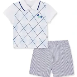 Shop All|Little Me - Baby Boy Putting Puppies Polo Short Set - cutbabycare.com | baby boutique & care hub
