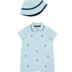 Shop All|Little Me - Baby Boy Sailboat Knit Romper & Bucket Hat - cutbabycare.com | baby boutique & care hub