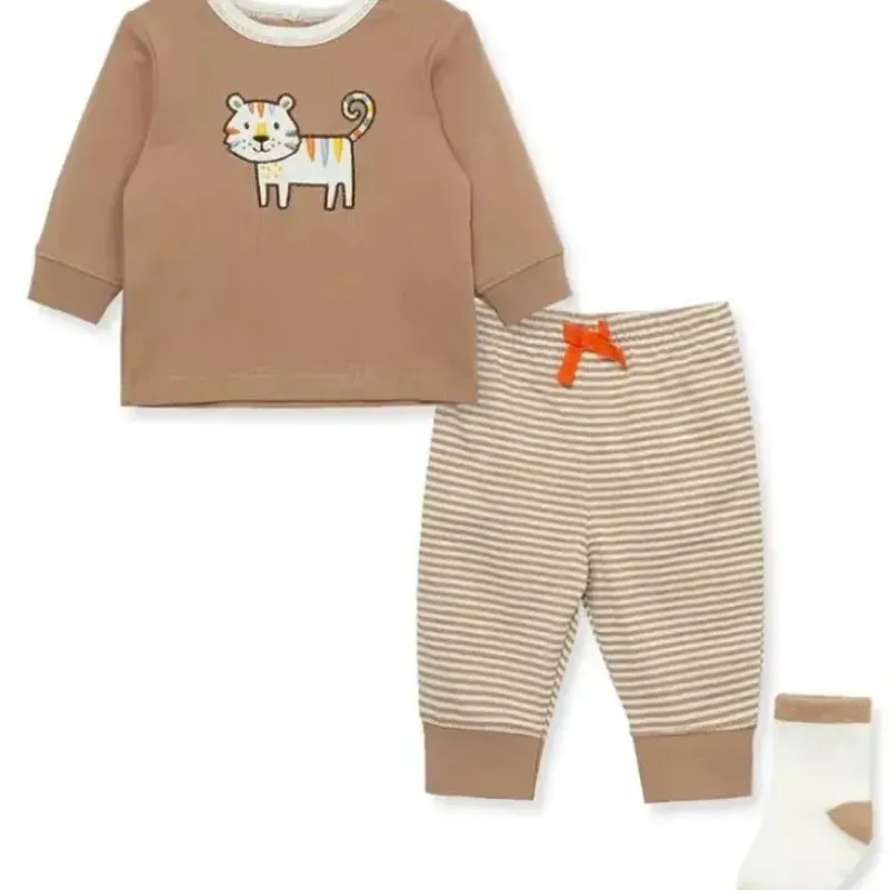 Shop All|Little Me - Baby Boy Tiger Rib Knit Jogger Set & Sock - cutbabycare.com | baby boutique & care hub
