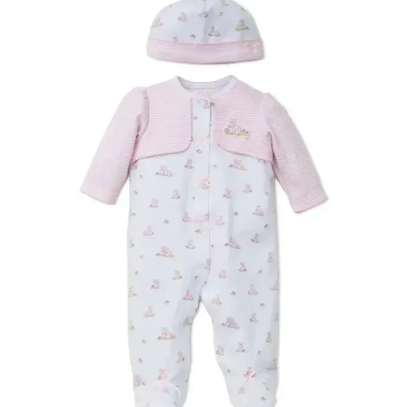 Shop All|Little Me - Baby Bunnies Footie/Hat, White Print - cutbabycare.com | baby boutique & care hub