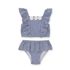 Shop All|Little Me - Baby Girl Daisy Stripe Swimsuit Blue - cutbabycare.com | baby boutique & care hub