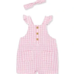 Shop All|Little Me - Baby Girl Gingham Gauze Jumper & Headband - cutbabycare.com | baby boutique & care hub