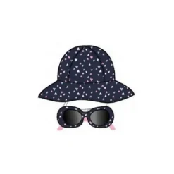 Shop All|Little Me - 2Pc Girl Hat & Sunglass Set Blue With Rainbow Hearts, 0/12M - cutbabycare.com | baby boutique & care hub