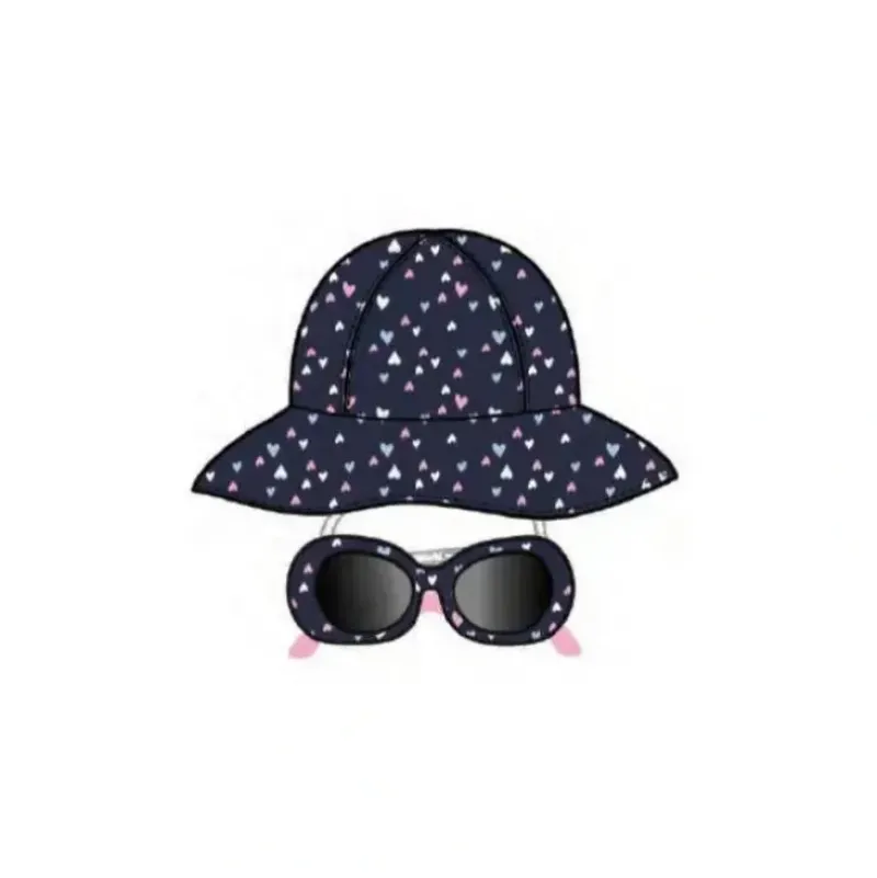 Shop All|Little Me - 2Pc Girl Hat & Sunglass Set Blue With Rainbow Hearts, 0/12M - cutbabycare.com | baby boutique & care hub