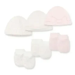 Shop All|Little Me - 3Pk Baby Girl Charms Hat & Mitt Pink - cutbabycare.com | baby boutique & care hub