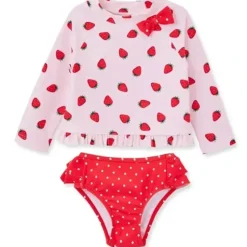 Shop All|Little Me - 2Pk Baby Girl Swim Rash Guard Set, Strawberry - cutbabycare.com | baby boutique & care hub