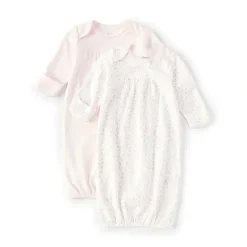 Shop All|Little Me - 2Pk Baby Girls Long-Sleeve Solid/Printed Gown - cutbabycare.com | baby boutique & care hub