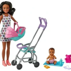 Stroller|Mattel - Barbie Playset with Babysitter Doll, Curly Brunette Hair - cutbabycare.com | baby boutique & care hub