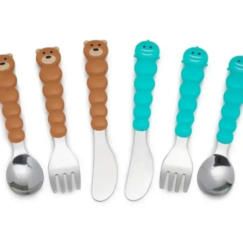 Shop All|Melii - 6Pk Toddler & Kid Feeding Spoon Fork & Knife Set, Bear & Shark - cutbabycare.com | baby boutique & care hub