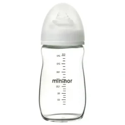 Shop All|Mininor Baby/Infant 240ml Glass Feeding Bottle w/ Anti-Colic Silicone Teat 3m+ - cutbabycare.com | baby boutique & care hub