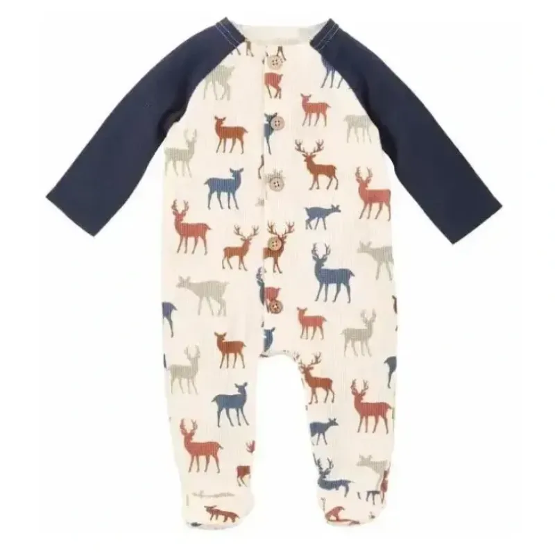 Shop All|Mud Pie - Baby Boy Deer Button Sleeper - cutbabycare.com | baby boutique & care hub