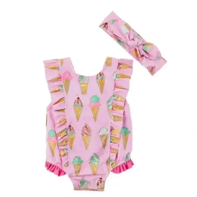 Shop All|Mud Pie - Baby Girl Ice Cream Swimsuit & Headband Set - cutbabycare.com | baby boutique & care hub