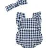 Shop All|Mud Pie - Baby Girl Navy Gingham Bubble & Headband Set - cutbabycare.com | baby boutique & care hub