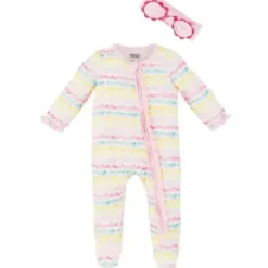 Shop All|Mud Pie - Baby Girl Rainbow Stripe Sleeper Set - cutbabycare.com | baby boutique & care hub