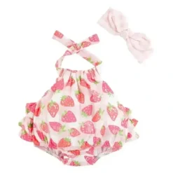 Shop All|Mud Pie - Baby Girl Strawberry Sunsuit - cutbabycare.com | baby boutique & care hub