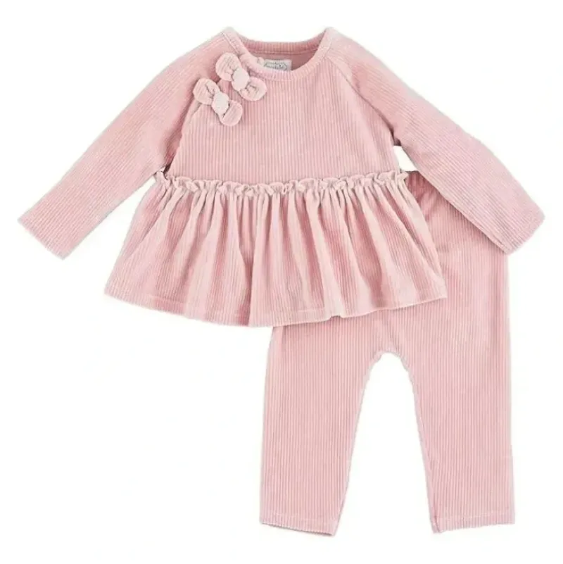 Shop All|Mud Pie - Baby Pink Velour Pant Set - cutbabycare.com | baby boutique & care hub