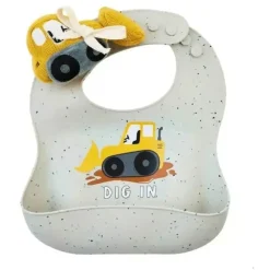 Shop All|Mud Pie - Bulldozer Silicone Bib Baby Rattle Set - cutbabycare.com | baby boutique & care hub
