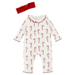 Shop All|Mud Pie - Candy Cane One-Piece & Headband Set, 3-6 Months - cutbabycare.com | baby boutique & care hub