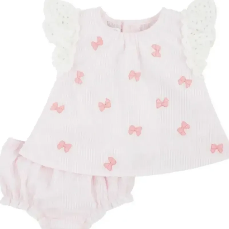 Shop All|Mud Pie - Embroidered Pink Bow Pinafore Set - cutbabycare.com | baby boutique & care hub