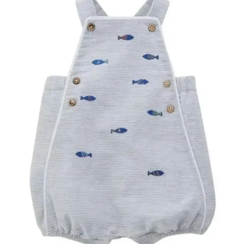 Shop All|Mud Pie - Fish Schiffli Bubble Romper - cutbabycare.com | baby boutique & care hub