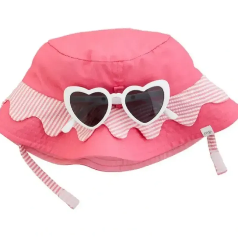 Shop All|Mud Pie - Pink Scallop Hat & Sunglasses Set - cutbabycare.com | baby boutique & care hub