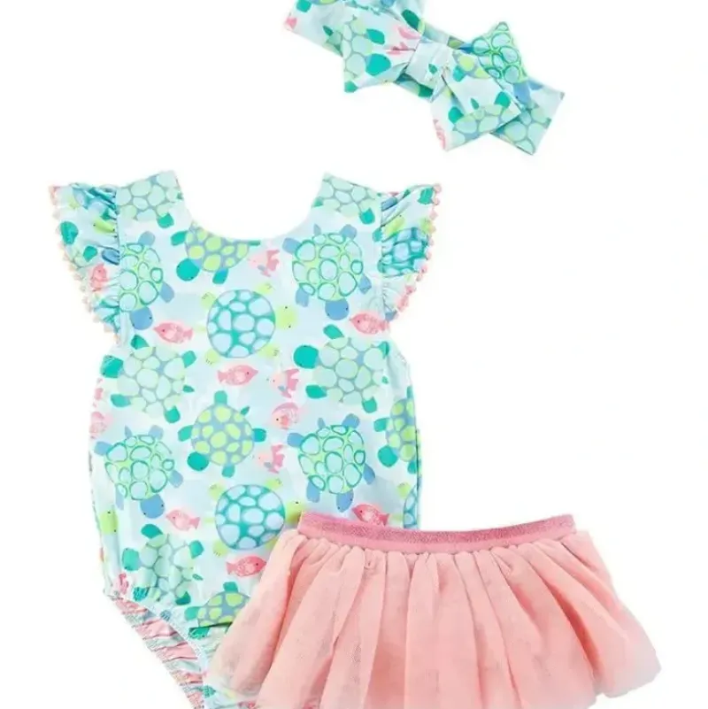 Shop All|Mud Pie - Turtle/Stripe Reversible Swimsuit & Tutu Set - cutbabycare.com | baby boutique & care hub