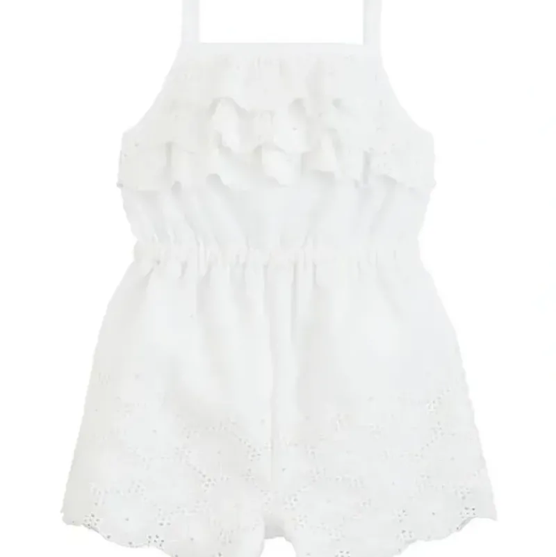 Shop All|Mud Pie - White Eyelet Baby Romper - cutbabycare.com | baby boutique & care hub