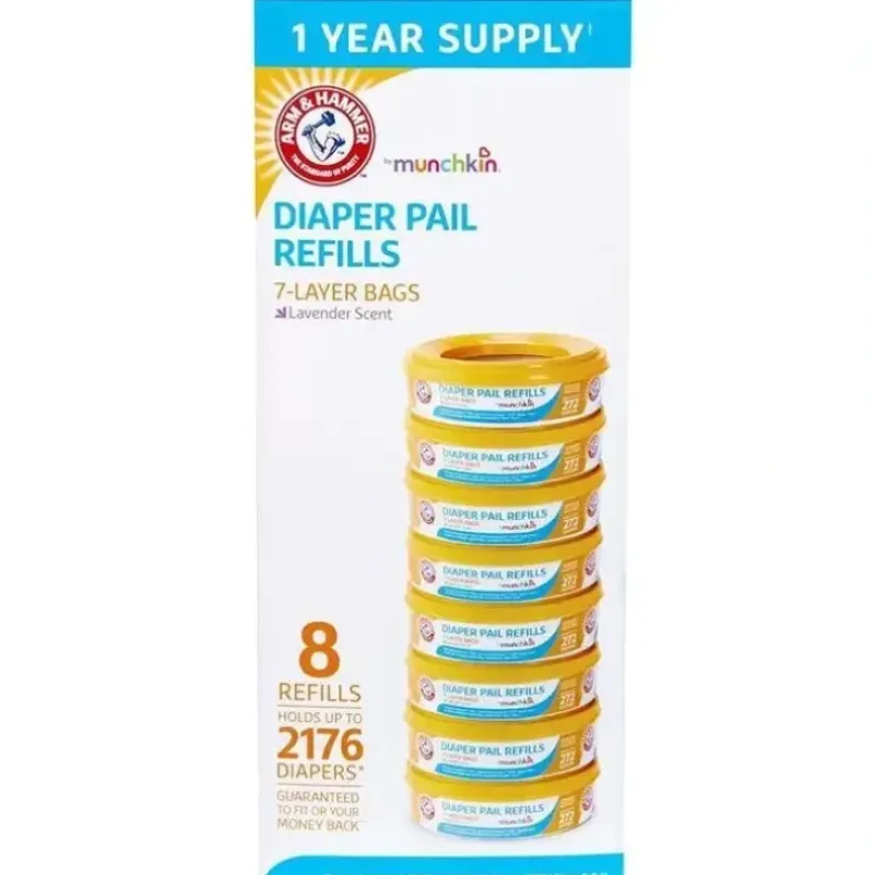 Shop All|Munchkin Arm & Hammer Diaper Pail Refill rings 8-Pack, 2,176-Count - cutbabycare.com | baby boutique & care hub