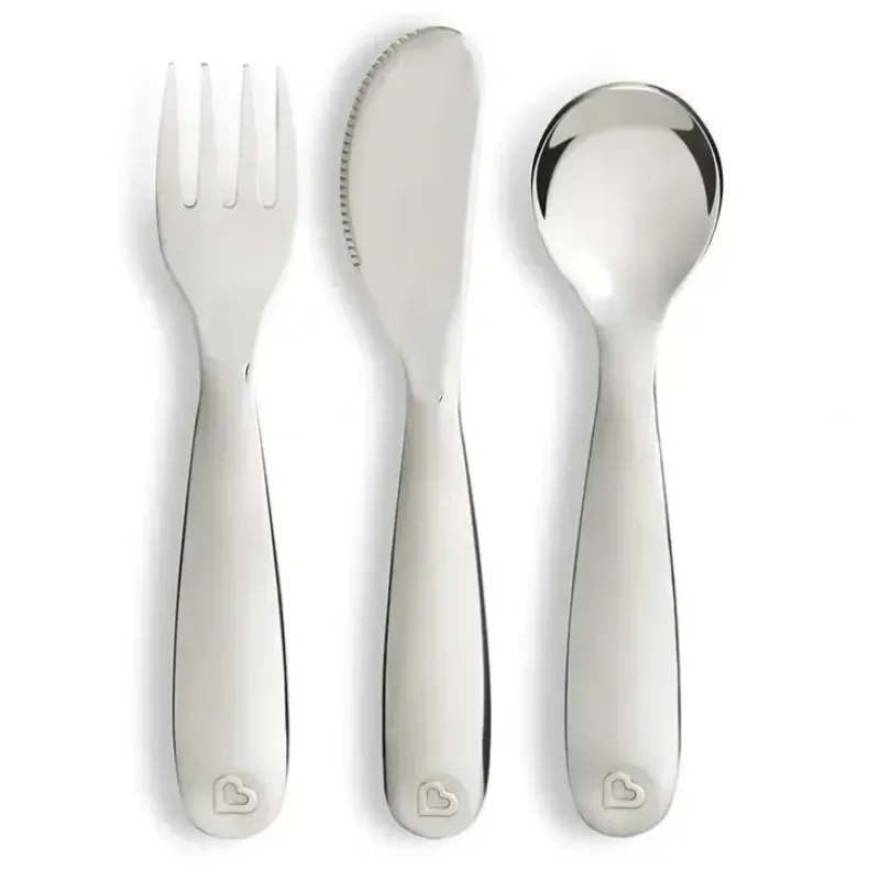 Shop All|Munchkin Polish Stainless Steel Toddler Fork, Knife and Spoon Set - cutbabycare.com | baby boutique & care hub