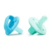 Shop All|Munchkin Sili-Soothe & Teethe Silicone Pacifier + Teether - 2Pk, Blue/Green - cutbabycare.com | baby boutique & care hub