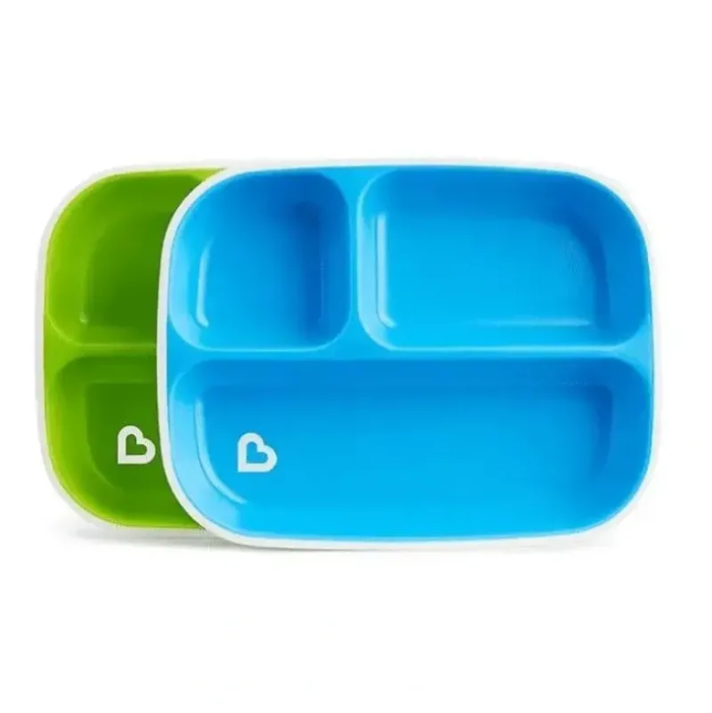 Shop All|Munchkin Splash Divided Plates 2-Pack, Blue/Green - cutbabycare.com | baby boutique & care hub