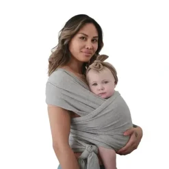 Health Safety|Mushie - 100% Organic Cotton Baby Wrap Carrier, Grey Melange - cutbabycare.com | baby boutique & care hub