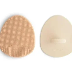 Bath Potty|Mushie - Baby Bath Cradle Cap Brush, Soft Silicone Bristles, 2-Pack, Blush/Shifting Sand - cutbabycare.com | baby boutique & care hub