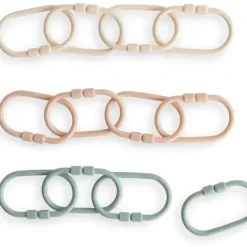 Car Seats|Mushie - Baby Chain Link Rings Toy 12 Count, Multiuse Car Seat Stroller Connecting Toy, Shifting Sand, Blush, Cambridge Blue - cutbabycare.com | baby boutique & care hub