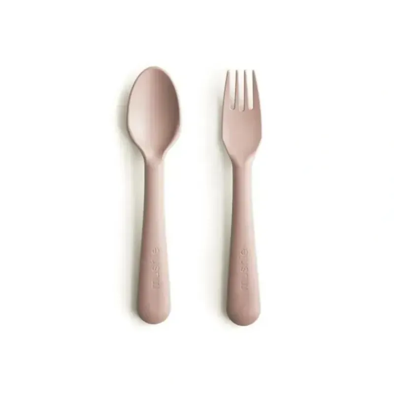 Shop All|Mushie - Dinnerware Fork And Spoon Set (Blush) - cutbabycare.com | baby boutique & care hub