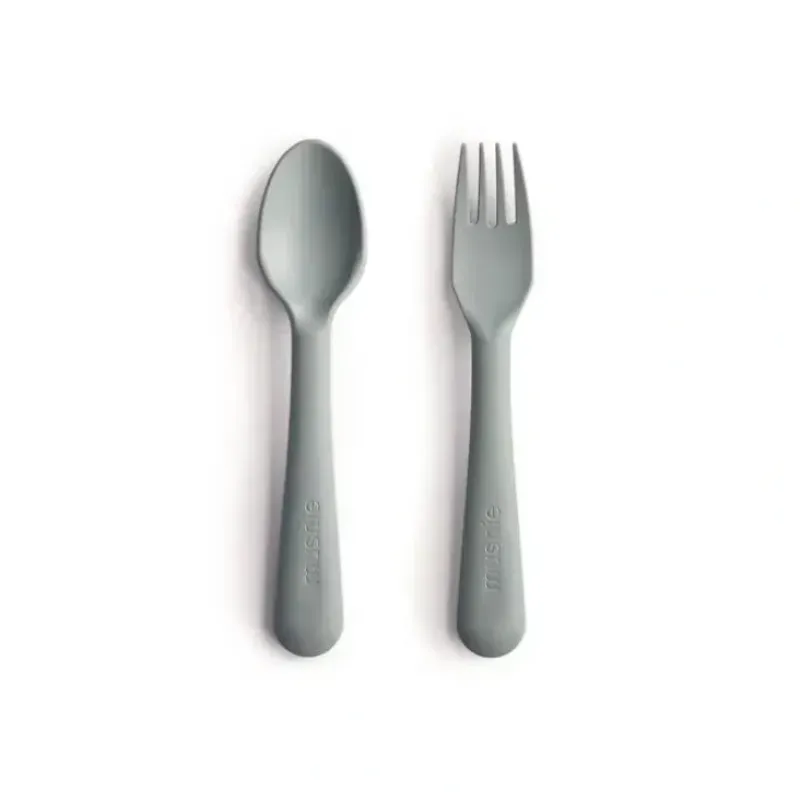 Shop All|Mushie - Dinnerware Fork And Spoon Set (Sage) - cutbabycare.com | baby boutique & care hub