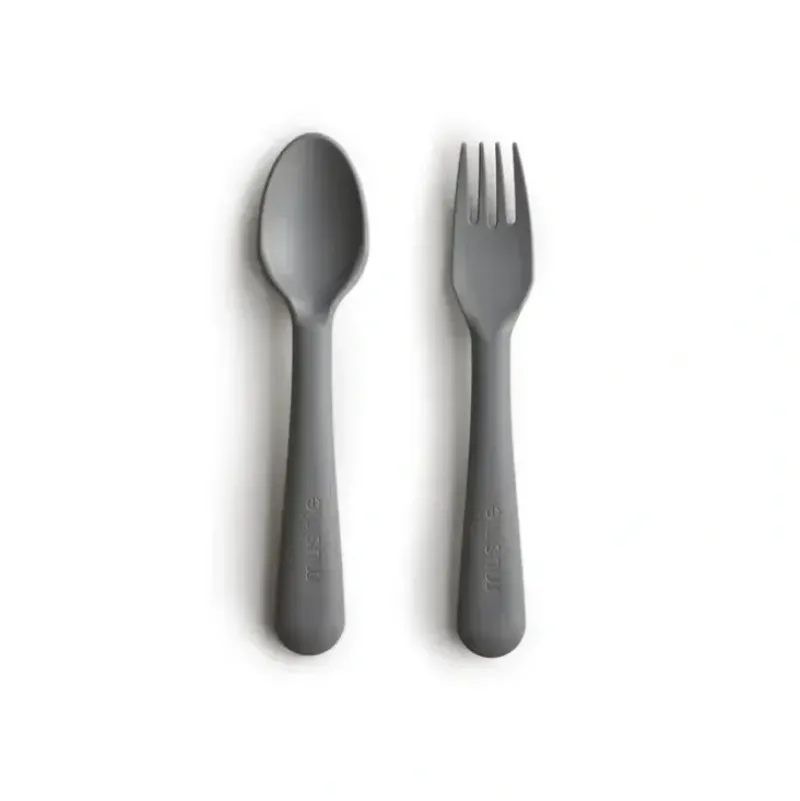 Shop All|Mushie - Dinnerware Fork And Spoon Set (Smoke) - cutbabycare.com | baby boutique & care hub