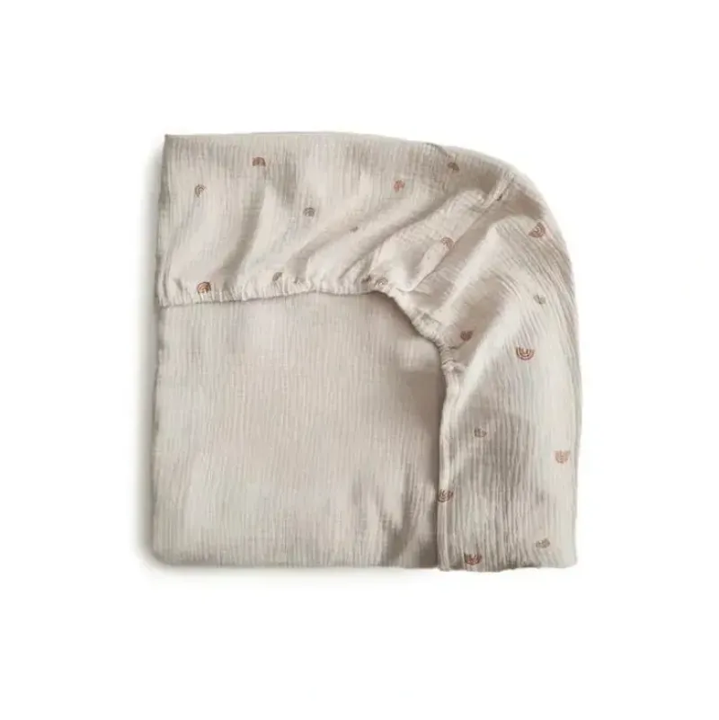 Shop All|Mushie - Extra Soft Muslin Crib Sheet (Rainbow) - cutbabycare.com | baby boutique & care hub