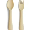 Shop All|Mushie - Flatware Fork & Spoon Set For Kids, Pale Daffodi - cutbabycare.com | baby boutique & care hub