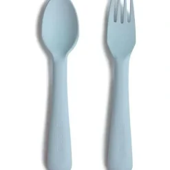 Shop All|Mushie - Flatware Fork & Spoon Set For Kids, Powder Blue - cutbabycare.com | baby boutique & care hub