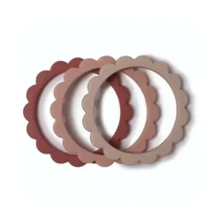 Shop All|Mushie - Flower Teething Bracelet 3-Pack (Rose/Blush/Shifting Sand) - cutbabycare.com | baby boutique & care hub