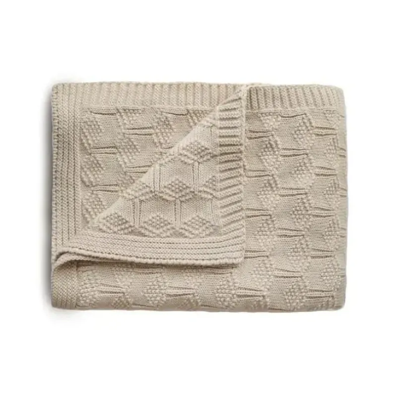 Shop All|Mushie - Knitted Honeycomb Baby Blanket - Beige - cutbabycare.com | baby boutique & care hub