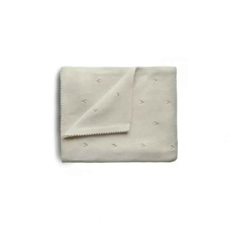 Shop All|Mushie - Knitted Pointelle Baby Blanket - Ivory - cutbabycare.com | baby boutique & care hub