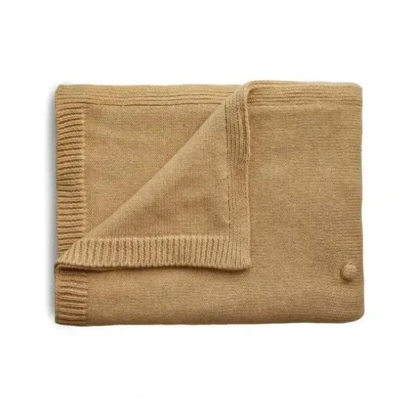 Shop All|Mushie - Knitted Textured Dots Baby Blanket - Mustard Melange - cutbabycare.com | baby boutique & care hub