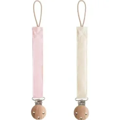 Shop All|Mushie - Linen Baby Pacifier Clip Holder, Soft Fabric Strap, 2-Pack, Blush/Cream - cutbabycare.com | baby boutique & care hub