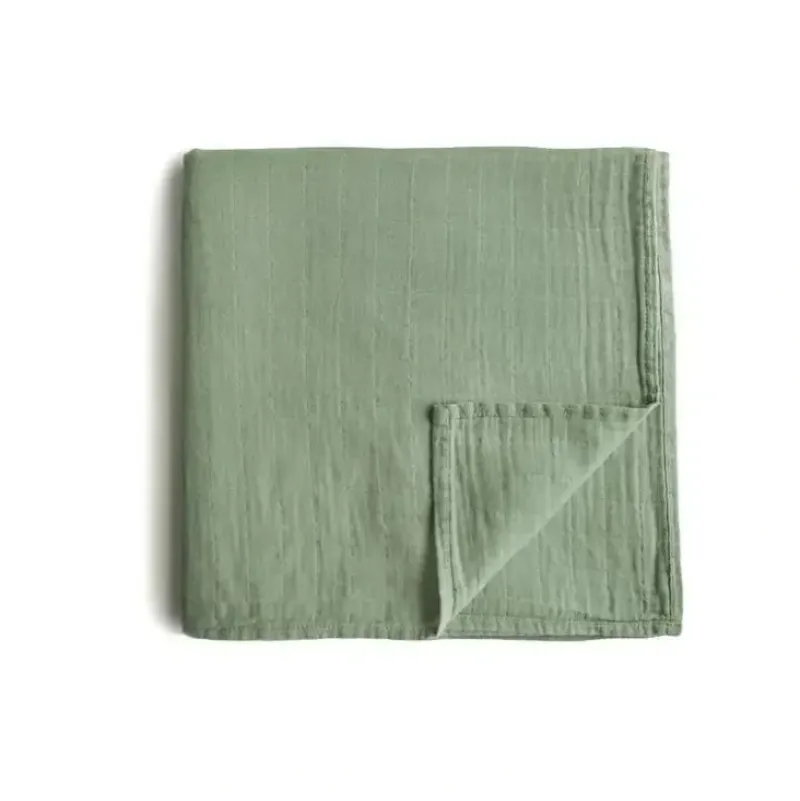 Shop All|Mushie - Muslin Swaddle Blanket - SAge - cutbabycare.com | baby boutique & care hub