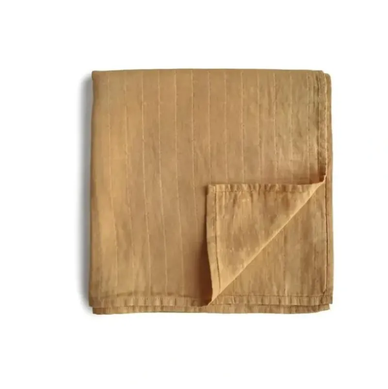 Shop All|Mushie - Muslin Swaddle Blanket - Fall Yellow - cutbabycare.com | baby boutique & care hub